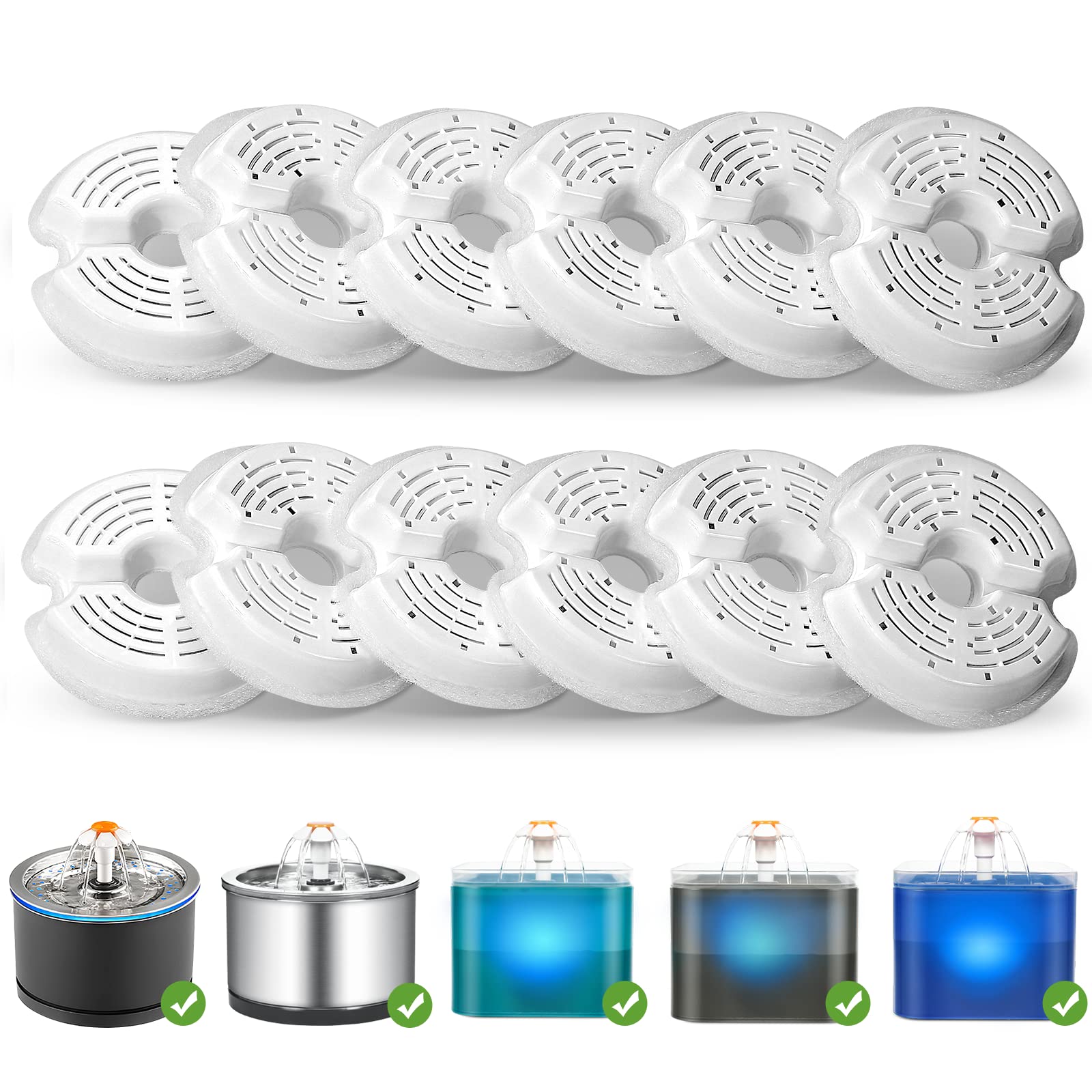 NautyPaws Cat Water Fountain Filters, 12 Packs Replacement Carbon Filters for Automatic Pet Water Fountain, Stainless Steel Cat Water Fountain… (B0C39S22K8) Amazon Price History, Amazon Price Tracker