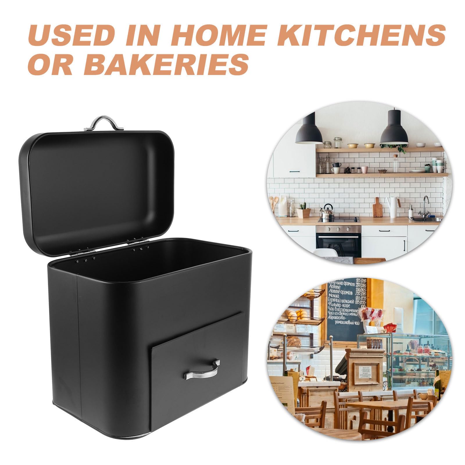 Ipetboom Portapane Bread Box Bread Container in Ferro Nero, Capiente, Stile Retrò, per Conservare Pane, Frutta e Snack in Cucina in Casa