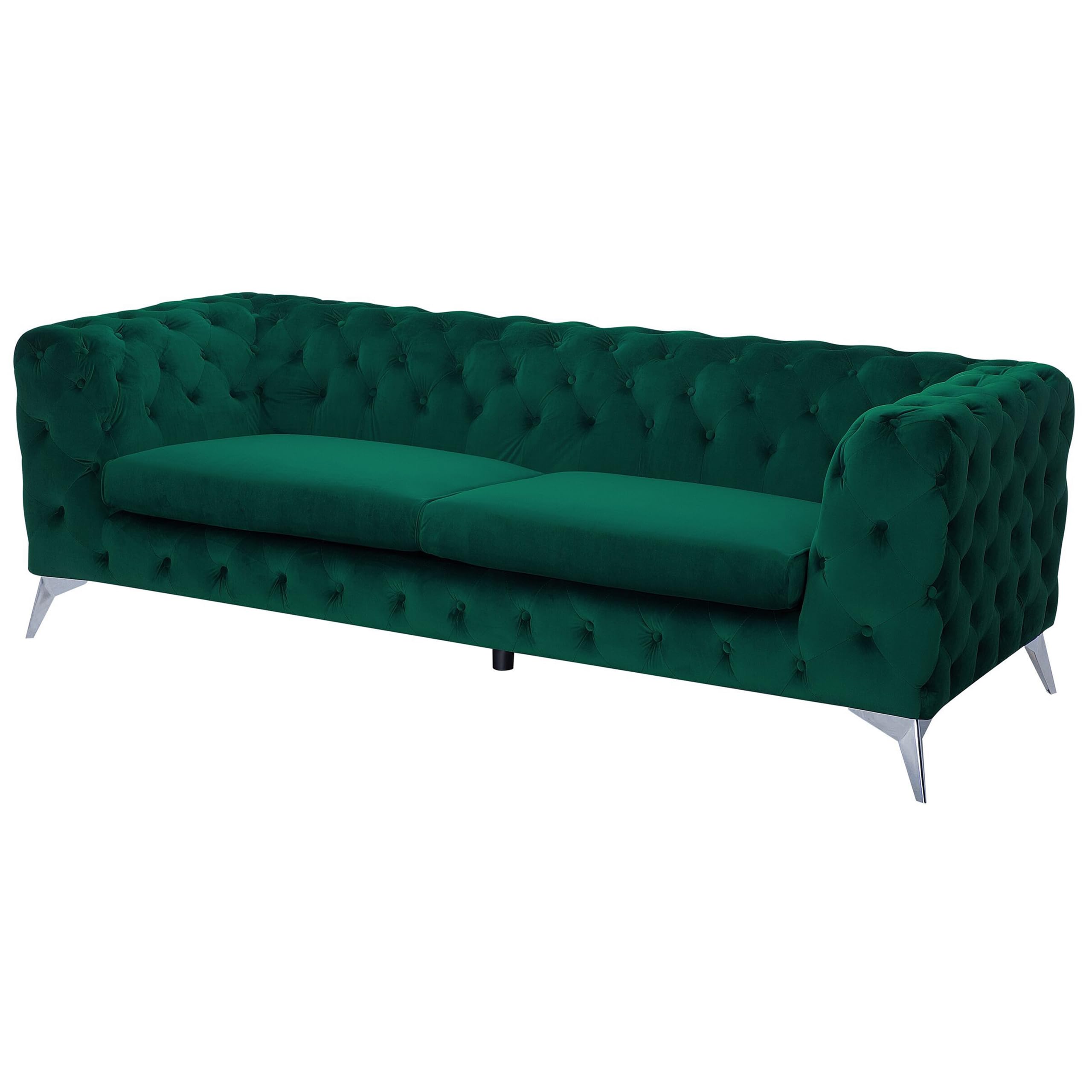 Beliani Klassisches Polstersofa Samtstoff Chesterfield Style grün Sotra