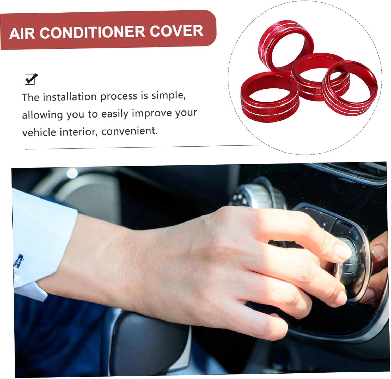 4pcs Air Conditioner Knob Covers for Car Interior Trim Red