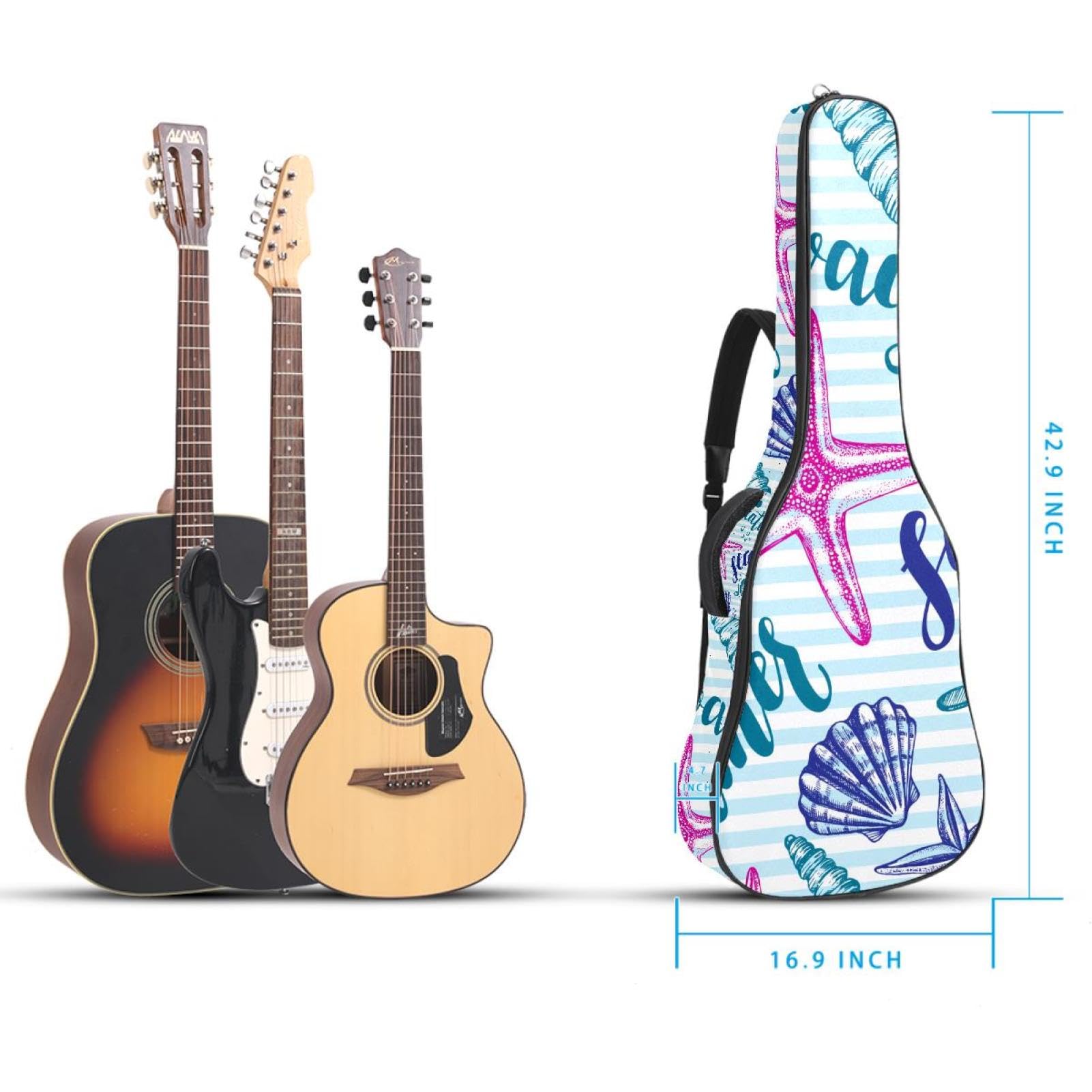 Torba na gitarę akustyczną Wodoodporny plecak na gitarę Gruba miękka wyściełana skorupa Klasyczna obudowa na gitarę, wielobarwny, 42.9x16.9x4.7 in, Organizer do torby