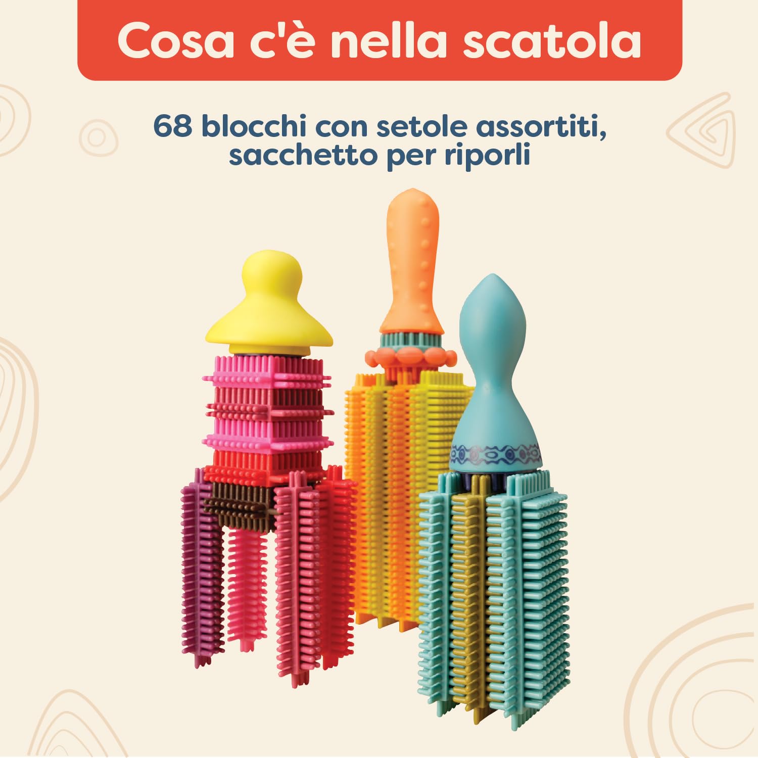B. toys Bristle Blocks Stackadoos, blocchi impilabili con custodia
