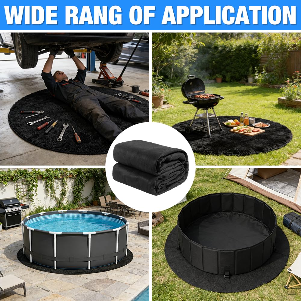 Poolunterlage Rund 2m, Faltbar Pool Unterlage Outdoor, Wasserabsorbierende Pool Unterlage Outdoor Rund, Wiederverwendbar Whirlpool Matte 200cm, Verlängert Die Lebensdauer Der Auskleidung