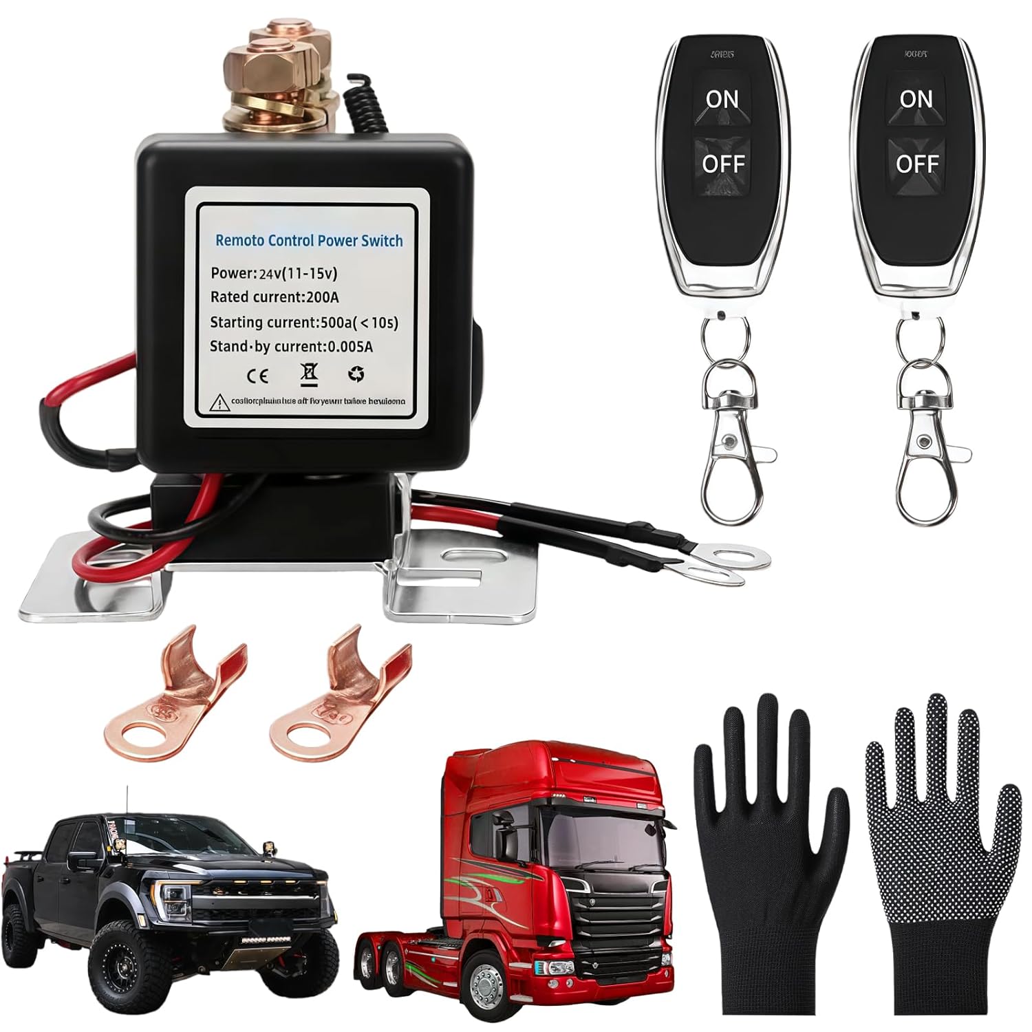 DIY Wireless Remote Control Battery Relay Switch, wita Remote Start & Warm-Up/Cool-Down, Anti-Theft, Remote Battery Disconnect Switch, Installation for 12v/24v Cars RVs, Trucks, Motorcycles (24v)