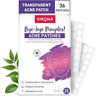 Sirona Anti Acne Pimple Patches for Face – 36 Dots (Pack of 1) | Invisible Facial Stickers Cover with Hydrocolloid Waterpr... Price In India