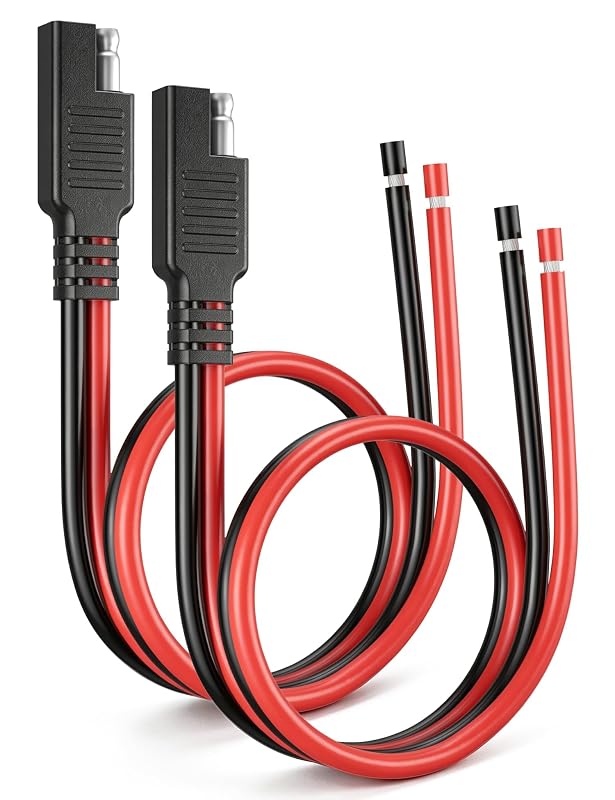 Kit com 2 Cabos de Extensão SAE de 30,5 cm, 14 AWG, Conector Rápido de 2 Pinos Oyviny OV-SAE14
