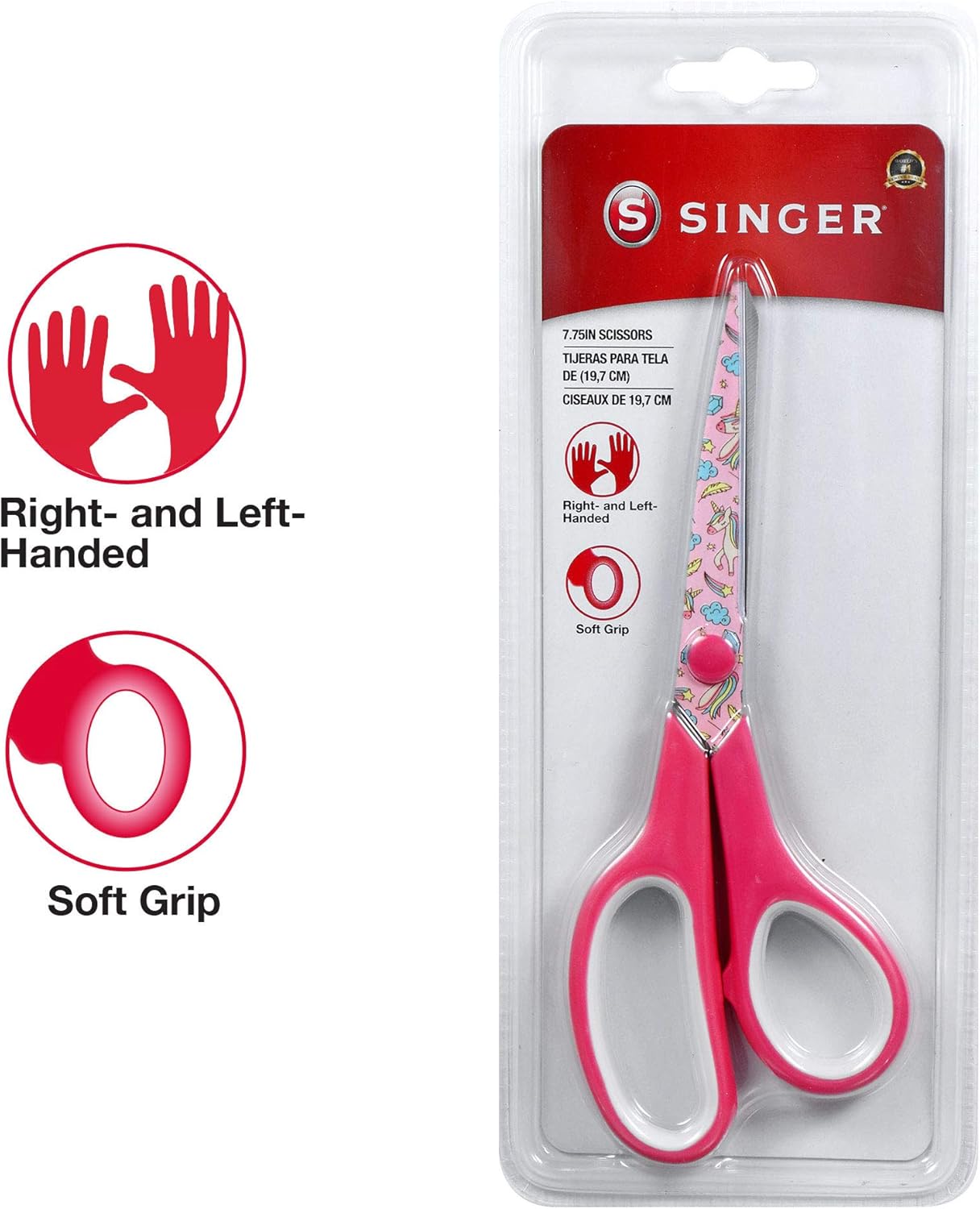 SINGER 7 Non-Stick Blades, Unicorn Print Scissors, Multi