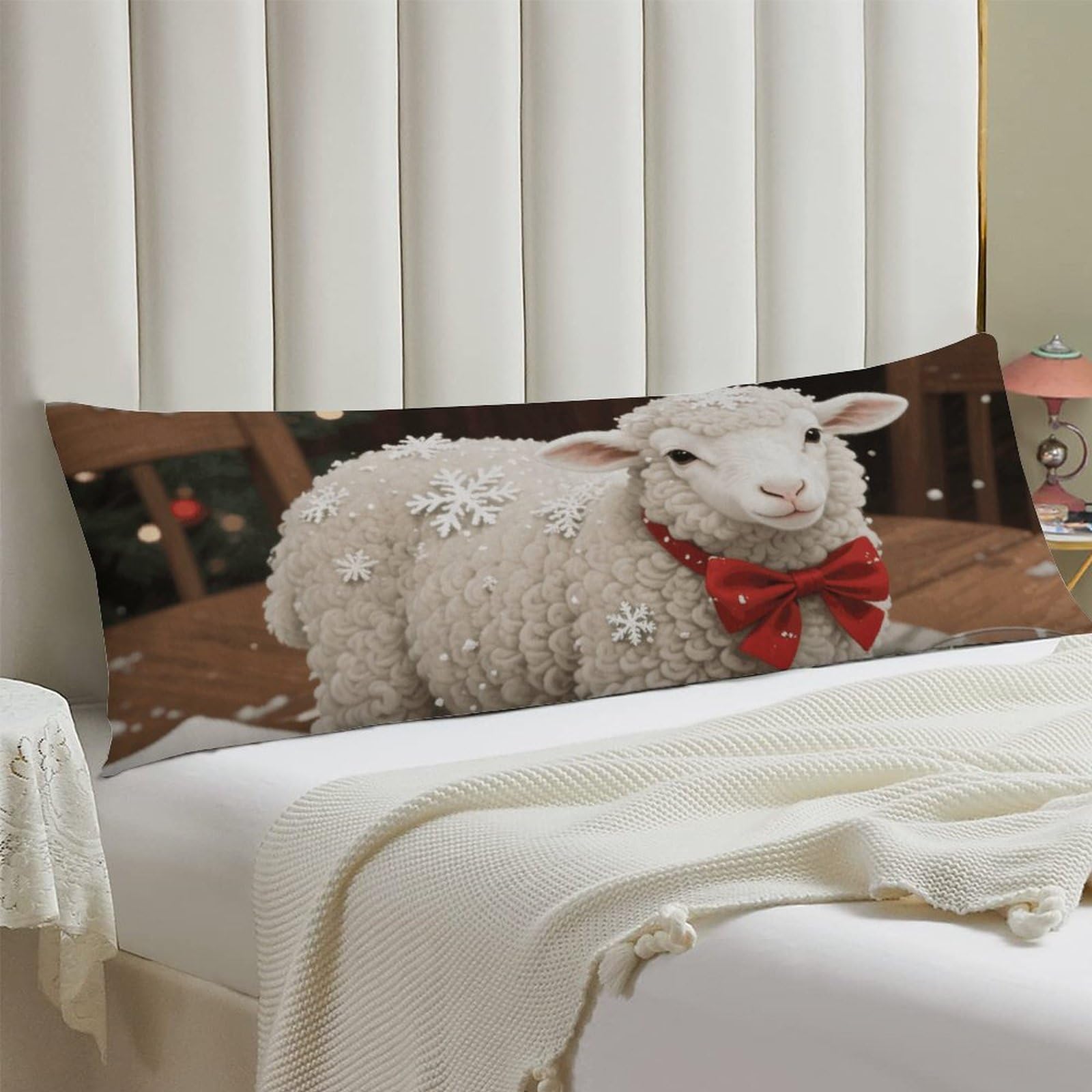 Body Pillow Cover 20x54 Long Pillow Case with Invisible Zipper Breathable Microfiber Christmas Sheep Pillowcase Soft Cozy Protector for Bedroom Couch Sofa Bed Home Decor All Seasons