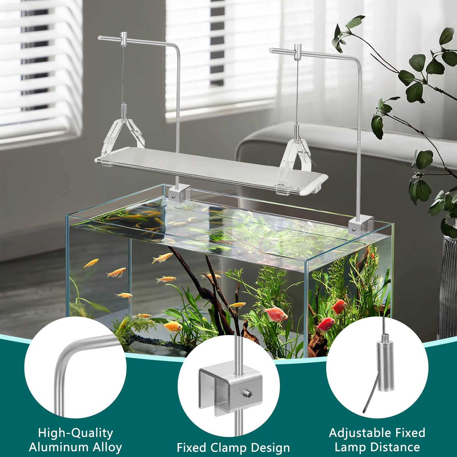 Juego de 2 soportes para luces de acuario, ajustable, de alto brillo, para peceras de agua dulce y salada