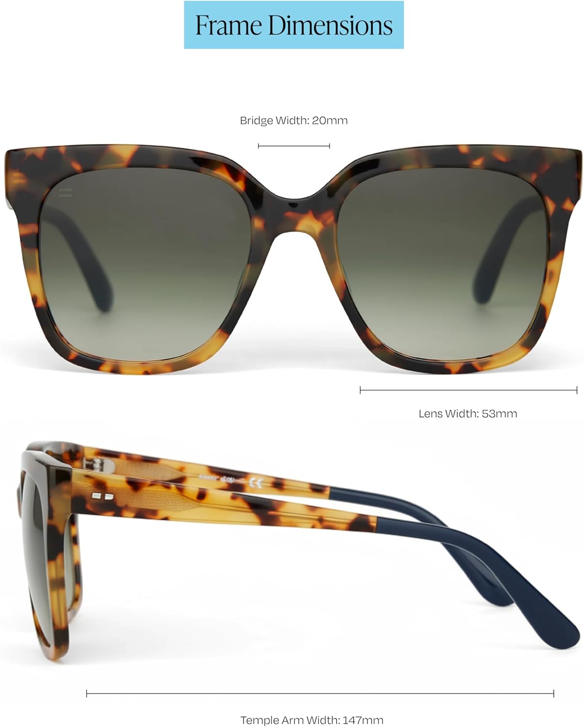 TOMS Women's Natasha Oversized Sunglasses in Blonde Tortoise with Deep Olive Gradient Lenses