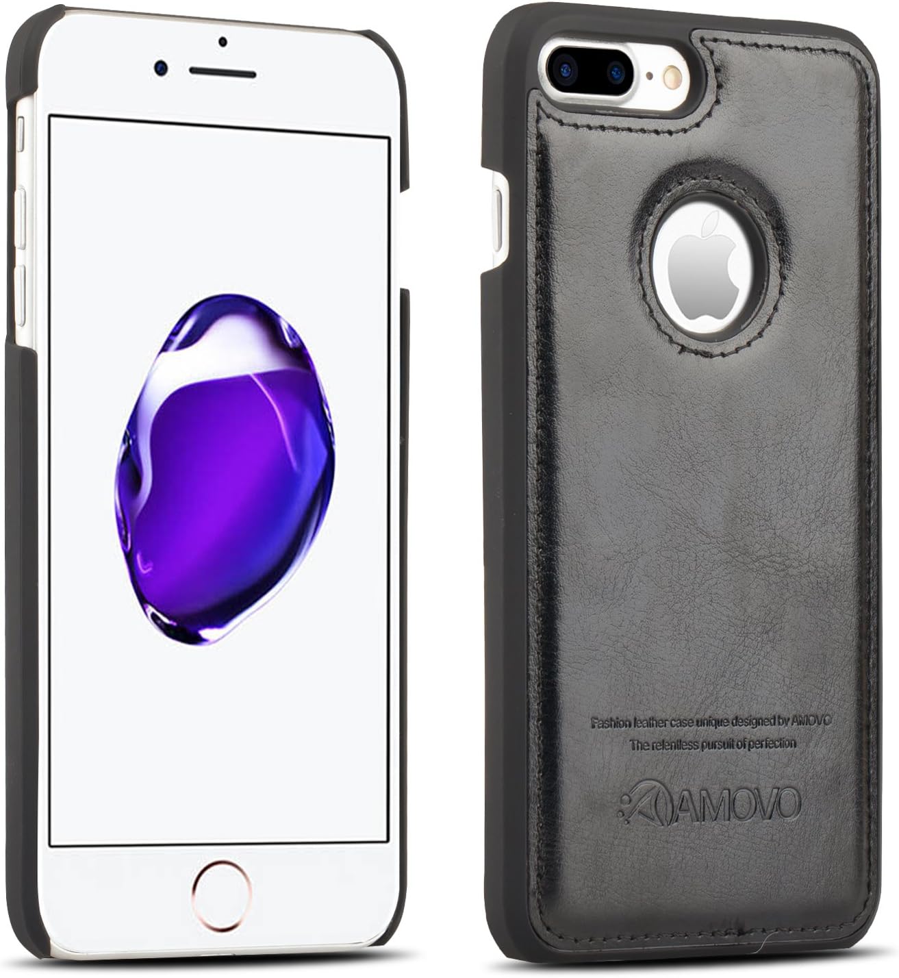 AMOVO Case for iPhone 7 Plus [2 in 1], iPhone 7 Plus Wallet Case [Detachable Wallet Folio] [Premium Vegan Leather] iPhone 8 Plus Wallet Case (iPhone 7 Plus&8 Plus (5.5") Black)