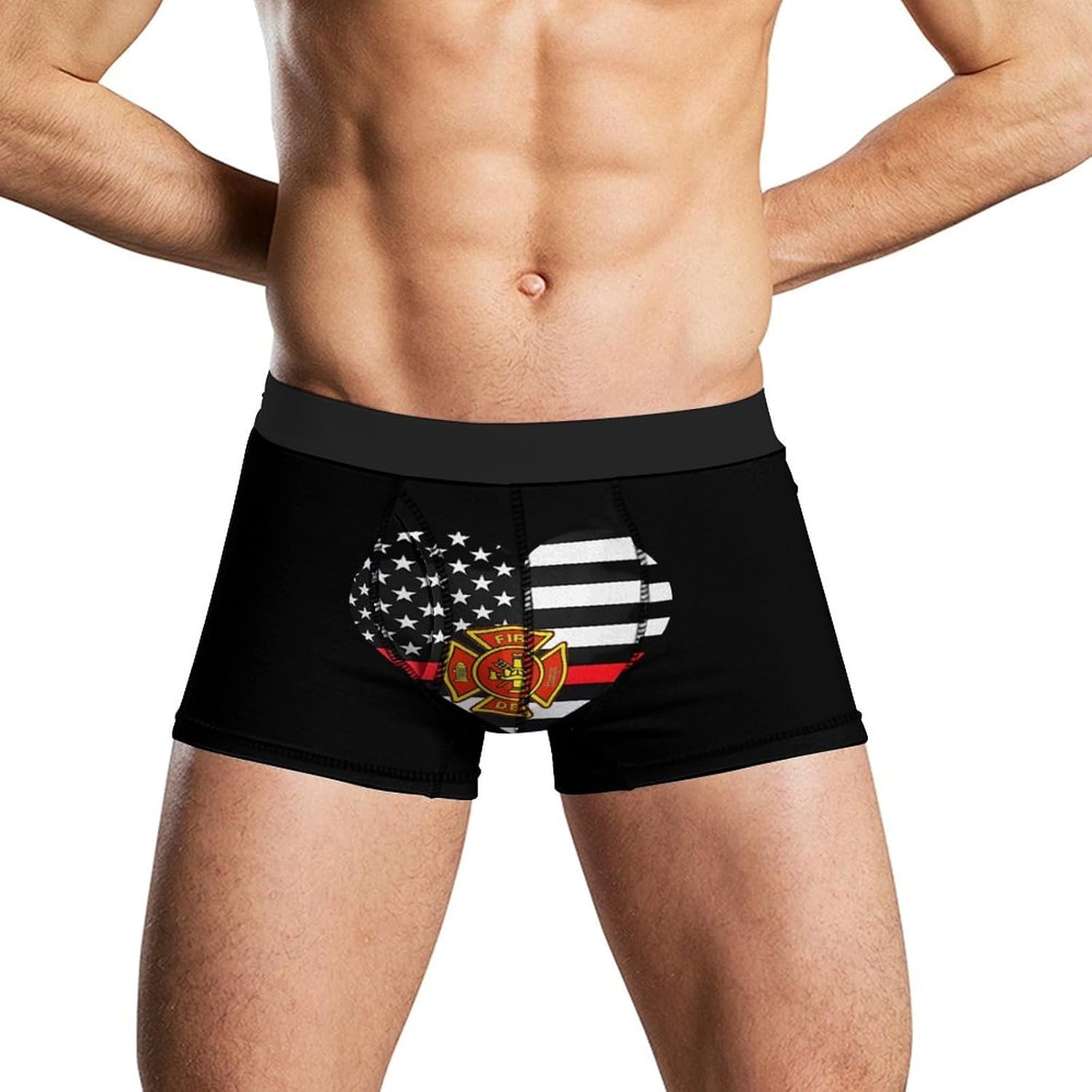Fire Department Firefighter Flag Novelty Men's Boxer Briefs Soft Breathable Underpants Trunks Stretch Underwear