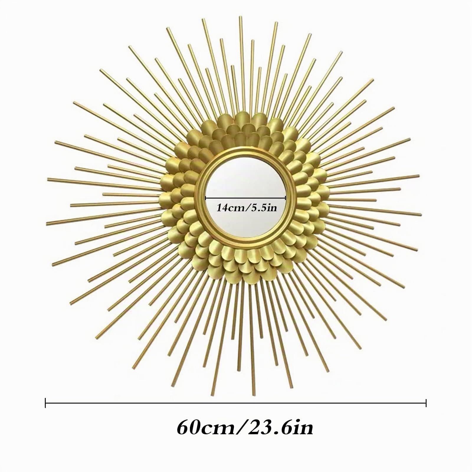 3D Runde Sonnenmauerspiegel für dekorative Wanddekoration | Goldener Spiegel, Frau und Mutter Geschenk,70cm