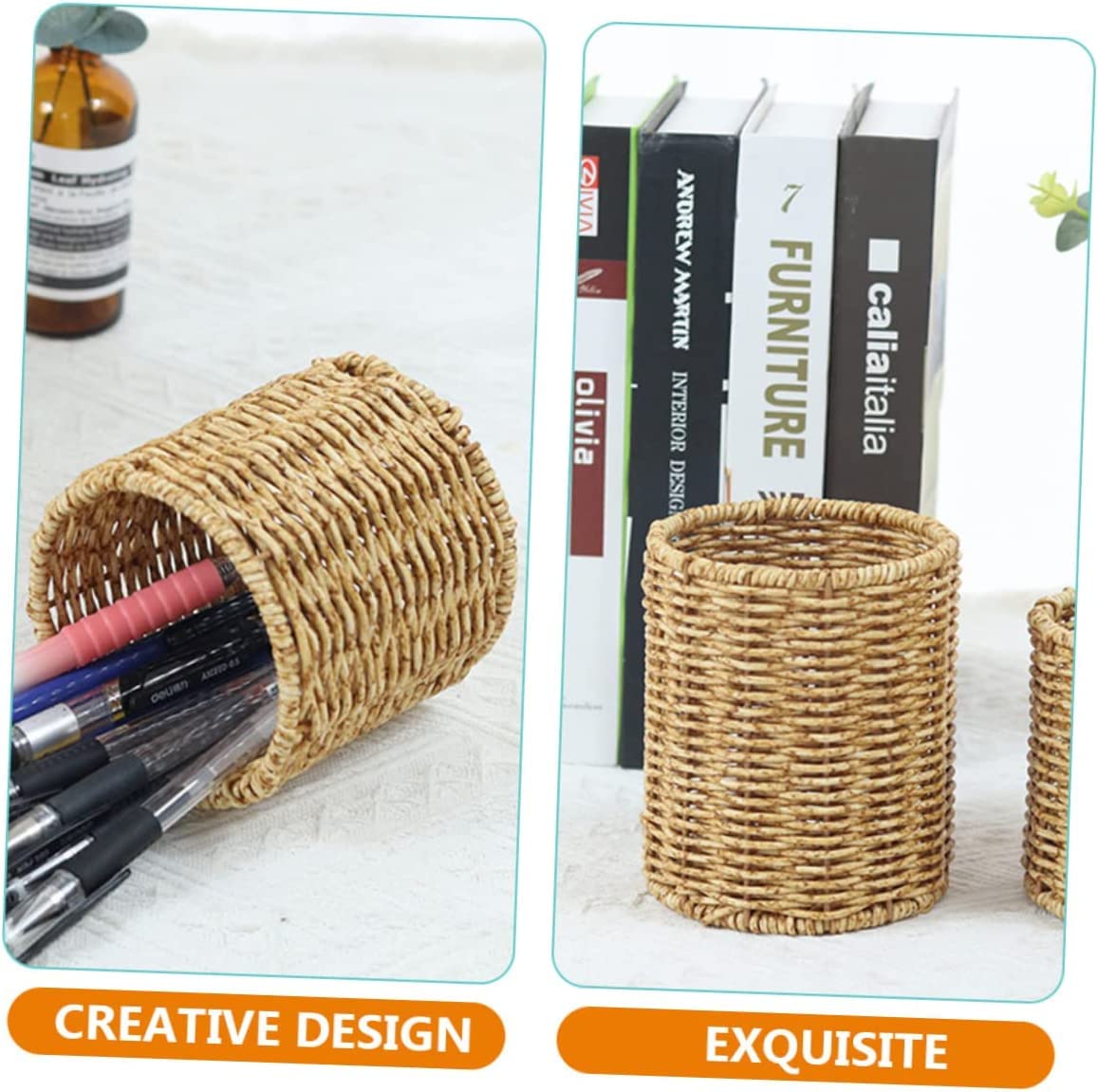 Porte-stylo Pot à crayons Fournitures de bureau Organisateur de stockage Conteneur 4pcs Porte-stylo Rond Bureau Table Pot Art Maquillage Pinceau Pot Stylo Tasse Bureau Stylo Organisateur Trousse Litté