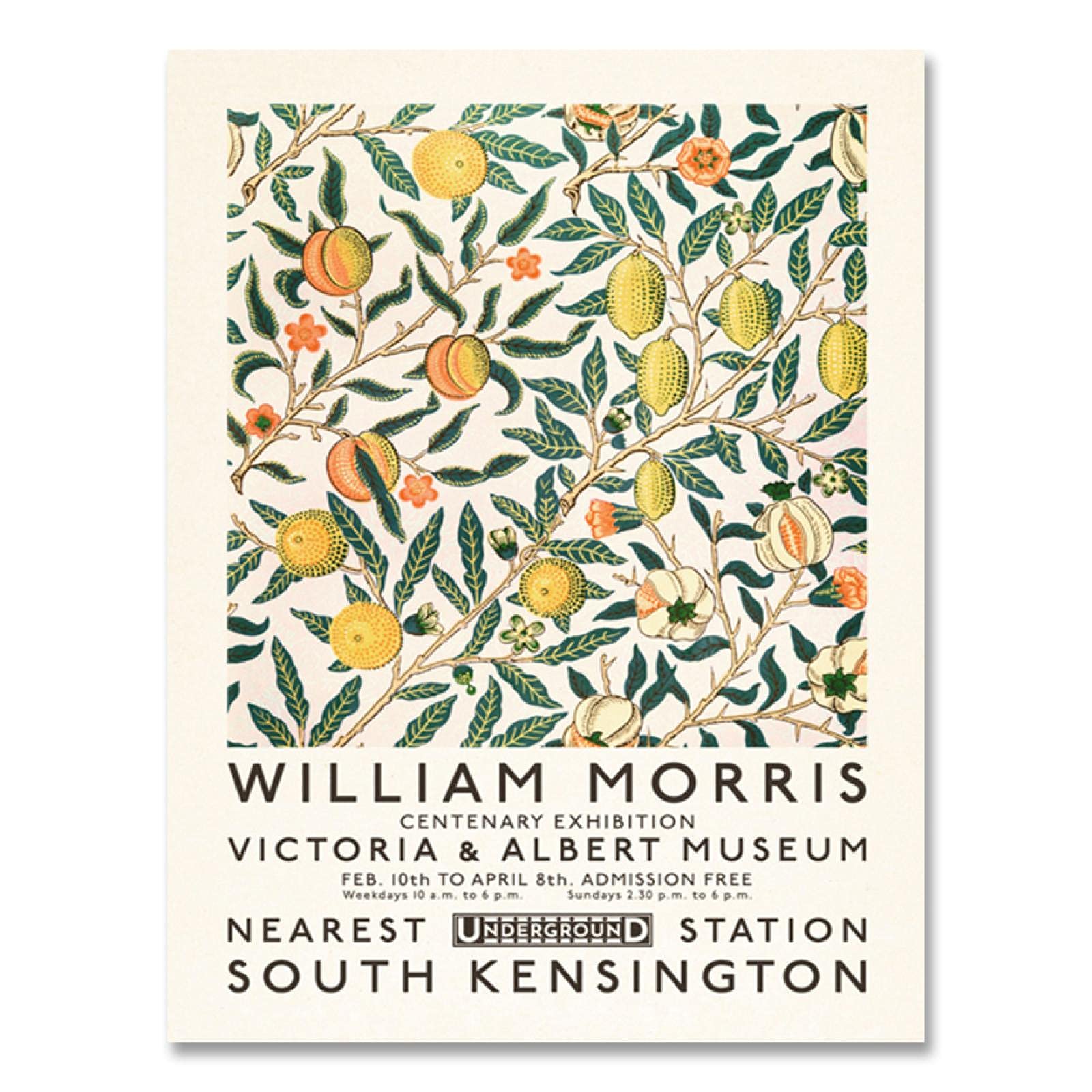 Tongda Decor William Morris Stampa su Tela Il Victoria and Albert Museum Exhibition Poster London Underground Art Nouveau Pittura Murale 80x60cmx3pcs Senza Cornice