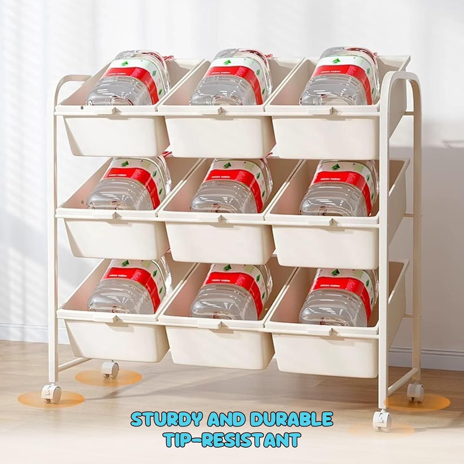 Kids Toy Storage Organizer with Wheels, Toy Storage Shelf Utility Rolling Cart Toddler Furniture for Bedroom Playroom Nursery(33 * 11.4 * 34.6in)