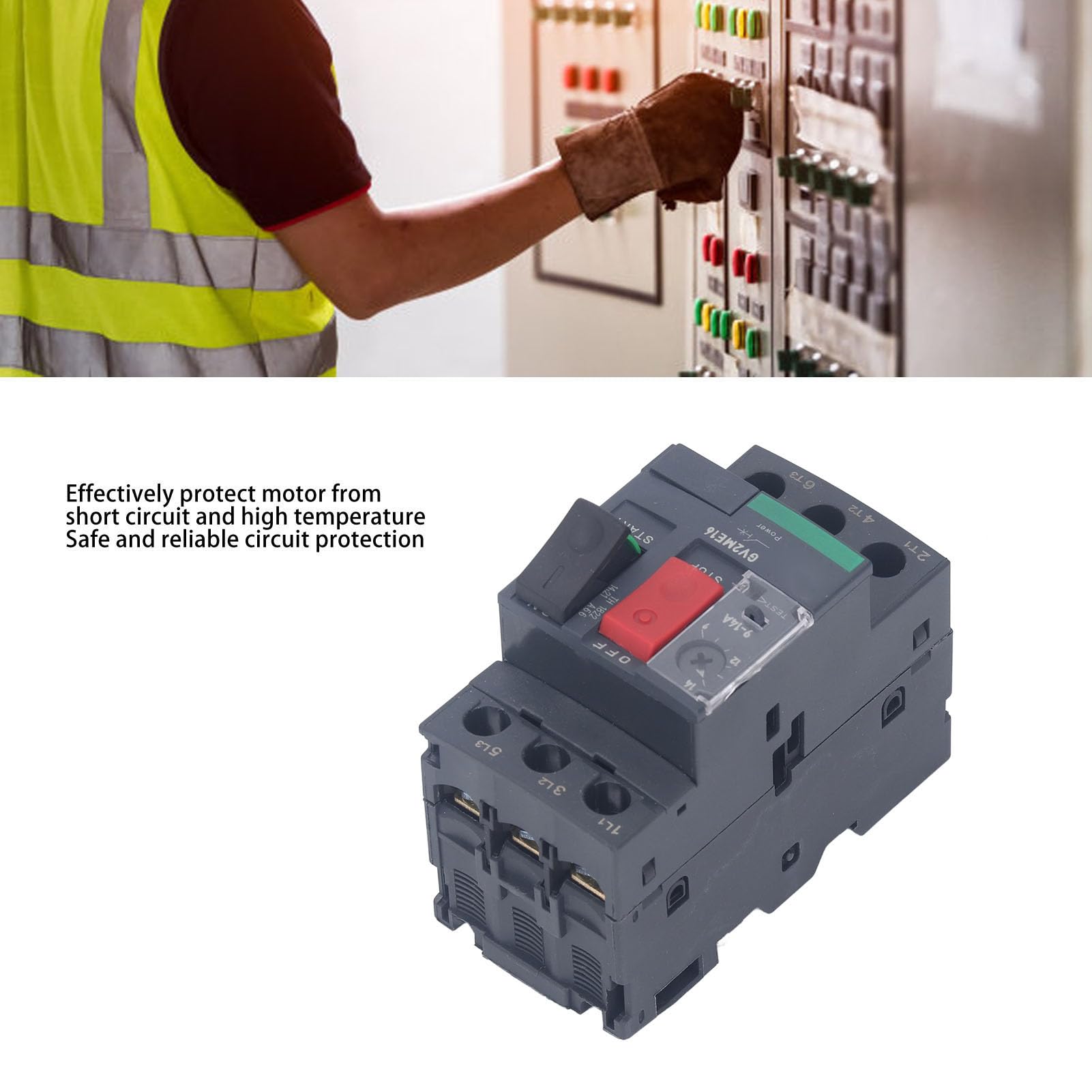 Disjoncteur de Moteur Bouton de Commande Interrupteur de Protection du Moteur Disjoncteur Magnétique Thermique avec Montage sur Rail pour Applications de Moteur (GV2-ME16 9-14A)