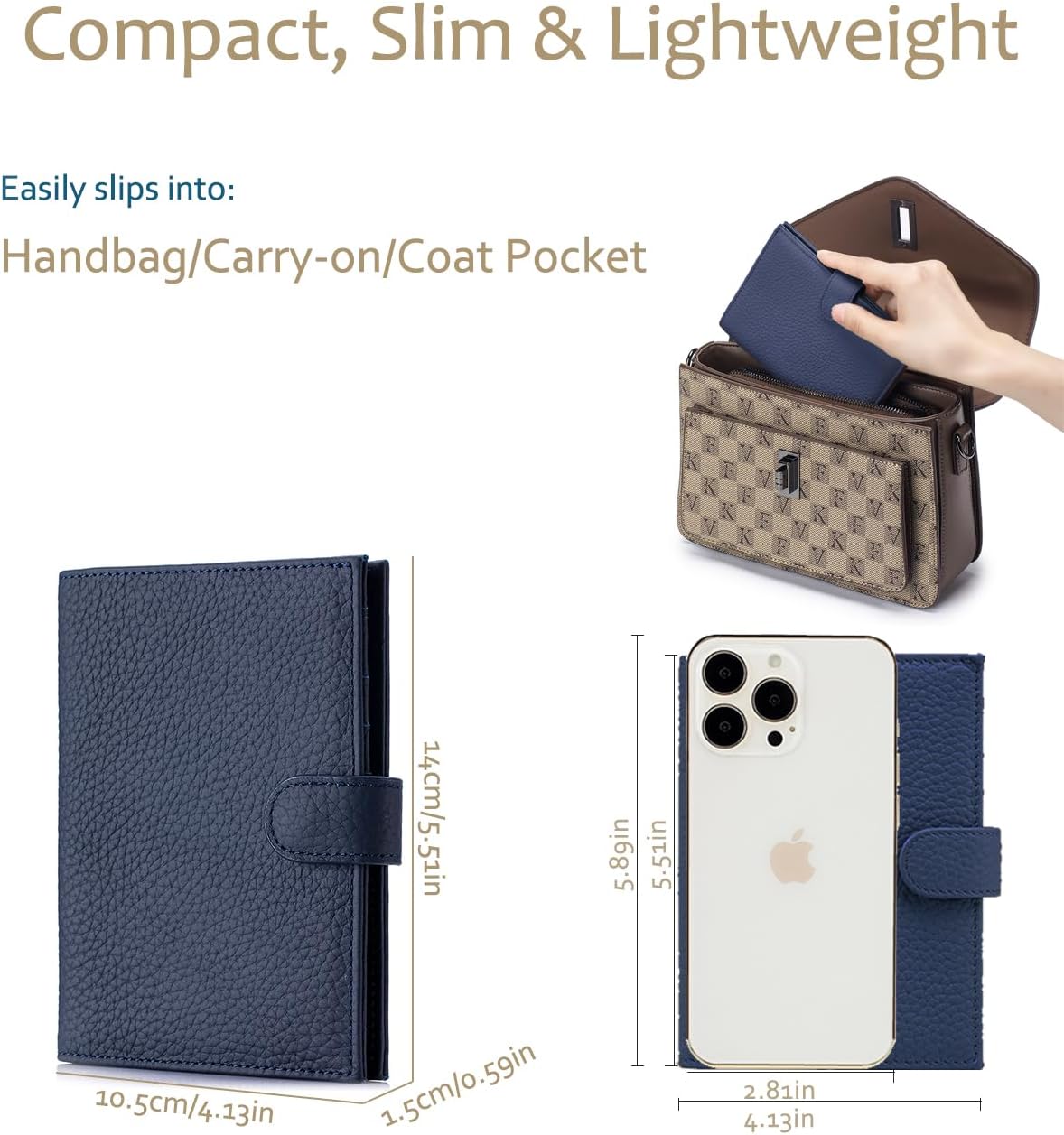 RFID Leather Passport Holder for Travel Women & Men – Slim Passport Wallet for Womens with Card Slots, Zippered Coins Pocket and Cash Holder Gift Ready (Sapphire Blue)