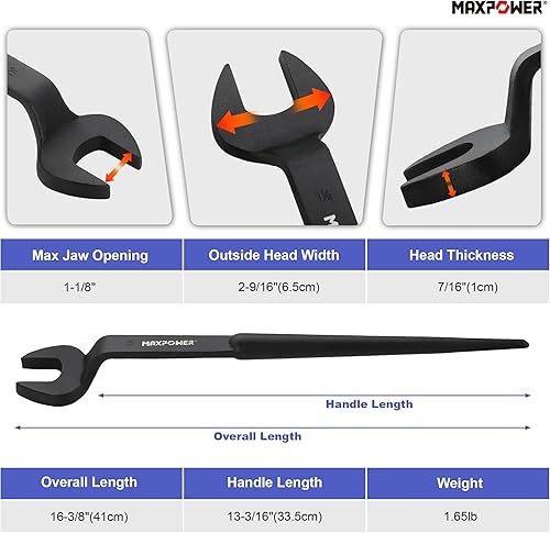 Vista 9 de MAXPOWER Llave Spud, apertura nominal de 7/8 pulgadas