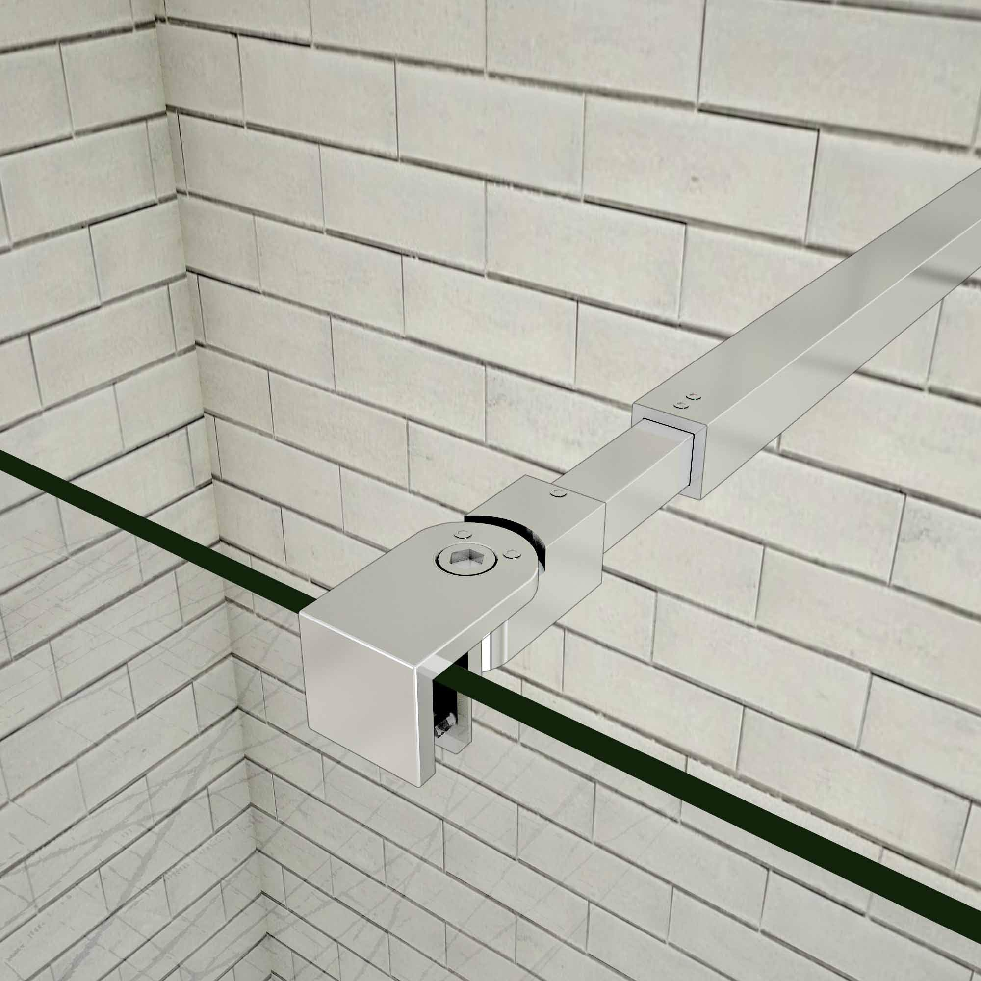 AICA Paroi De Douche 90x200cm Avec Un Retour Pivotant 50x200cm Douche Italienne Avec Une Barre De Fixation Carree 140cm 84846485