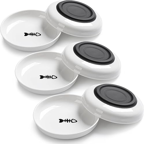 Miniatura 12 de Cuenco de comida para gatos, cuencos de cerámica saludables para gatos de interior, juego de platos para gatos anti-fatiga de bigotes, platos anchos