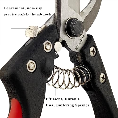 Miniatura 4 de Tijeras de podar afiladas para jardinería, tijeras de jardín de 8 pulgadas, hoja SK5 de alta resistencia, tijeras de jardín de precisión de mano,