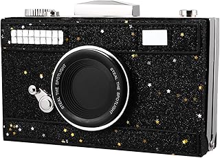 PACKOVE Camera Bag Sequin Clutch Envelope Clutch Women Crossbody Purses 1pc Camera Chain Bags Evening Bag Sparkling Novelty Purse Cute Camera Shape Bag Shoulder Bags Square Bag Black Miss