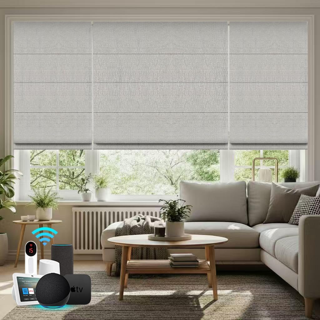 Bringnox Motorized Blinds,Blackout Roman Shades for Windows,with Apple Homekit,Alexa,Google, Custom Roman Shades with App,Voice Control