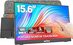 InnoView Monitor portátil com tela sensível ao toque de 15,6 polegadas, 1080p, 10 pontos, portátil, com capa protetora e suporte integrado, monitores 1200:1 HDMI USB C para viagem para laptop, PC, Mac