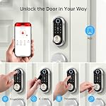 SMONET Smart Door Lock Fingerprint Keypad Bluetooth App Control Deadbolt | Silver Keyless Entry Door Lock for Homes and Apartments with Fingerprint Access, Touchscreen Keypad and Easy Installation