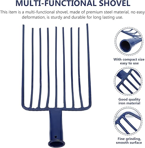 Miniatura 3 de Sosoport 1pc Tenedor de nueve dientes Rastrillo de jardinería Colección de hojas Estufa de leña Arbusto detallado Chimenea Pala de carbón Cubo de