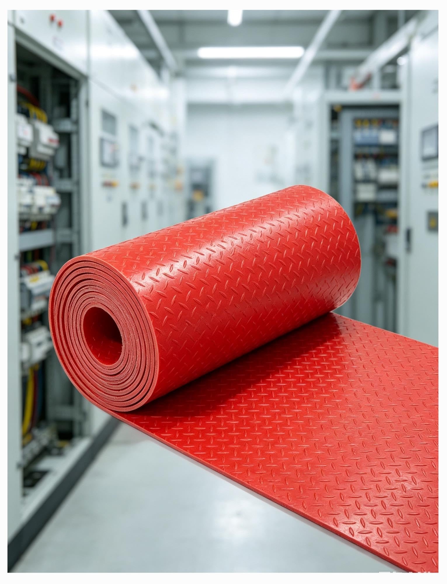 Tapis caoutchouc en rouleau 5 mm, motif damier, tapis isolant électrique