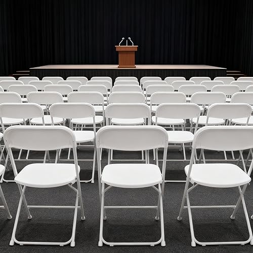 Miniatura 5 de 10 Pack White Folding Chairs with 350 lbs Capacity, Durable Metal Frame & Thick Plastic Seat, Versatile Foldable Chairs for Office, Patio, Party,