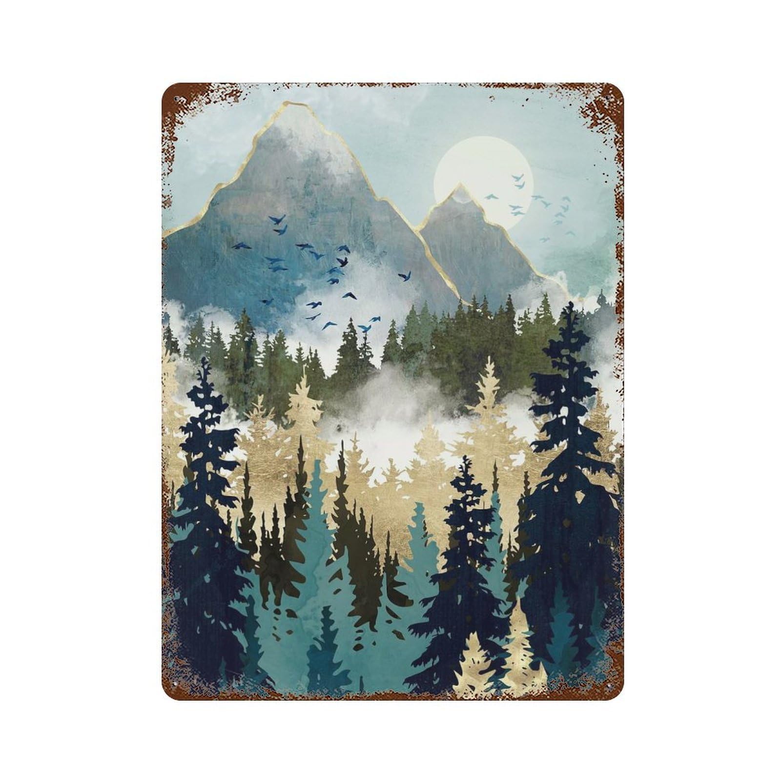 Misty Pines Aged Metal Wall Plaque 15.7"x11.8", Classic Wall Plaque for Garage, Pub Or Kitchen