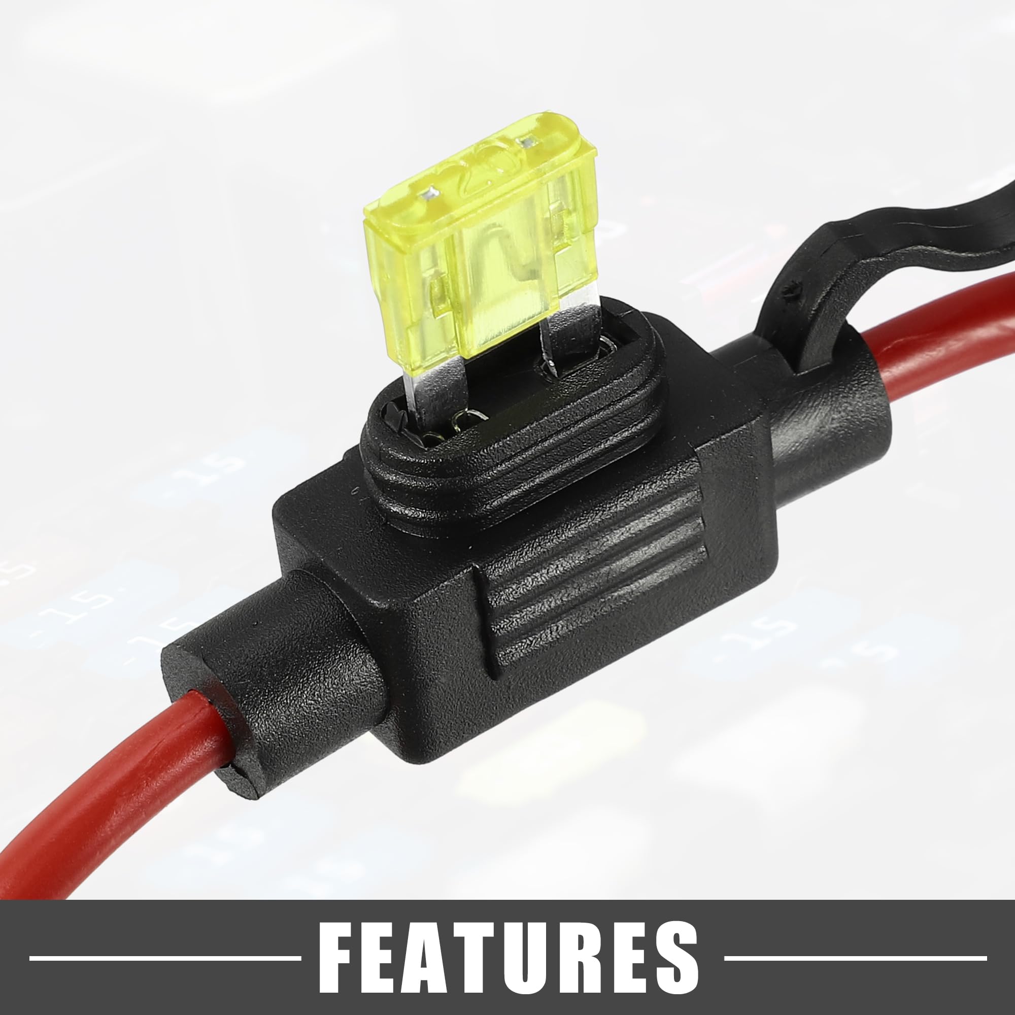 ABSOPRO 10A Blade Fuse Holder – 12 AWG In-Line Waterproof Fuse Holder With 10 Fuses, 25cm Wire Length, Weatherproof Cover