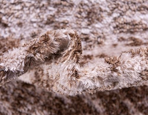 Miniatura 7 de Unique Loom Titan Collection - Alfombra cuadrada moderna abstracta suave de pelo largo marrón (7 pies 7 pulgadas x 7 pies 7 pies)