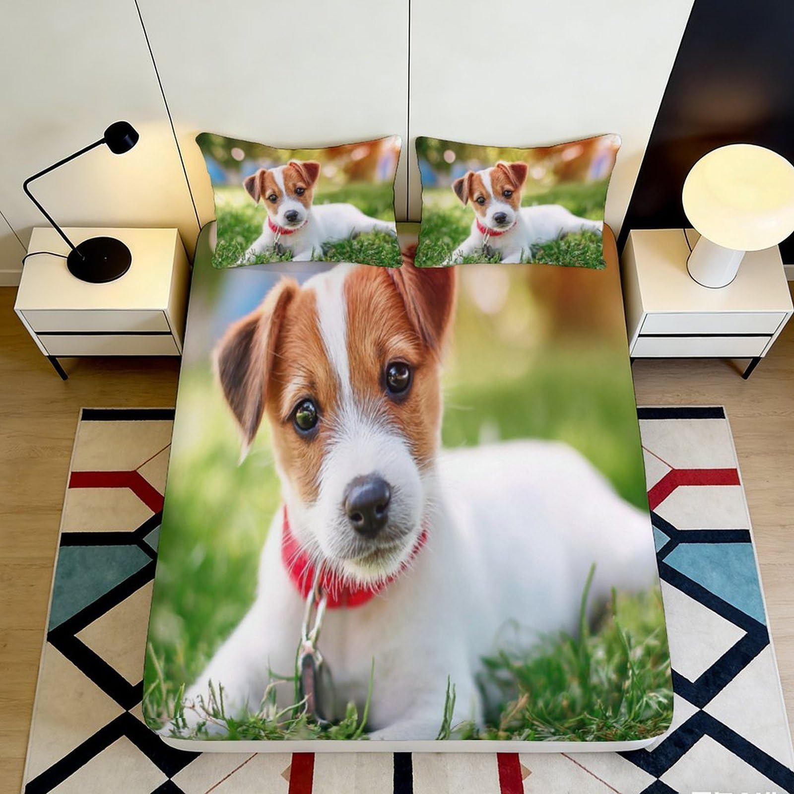 Pnayamiorkfel Style-1 3D Printed Puppy Dog Fitted Sheet Microfiber Soft Decor Animal Bed Cover For Bedroom Guest Room Protection 90X200x25cm