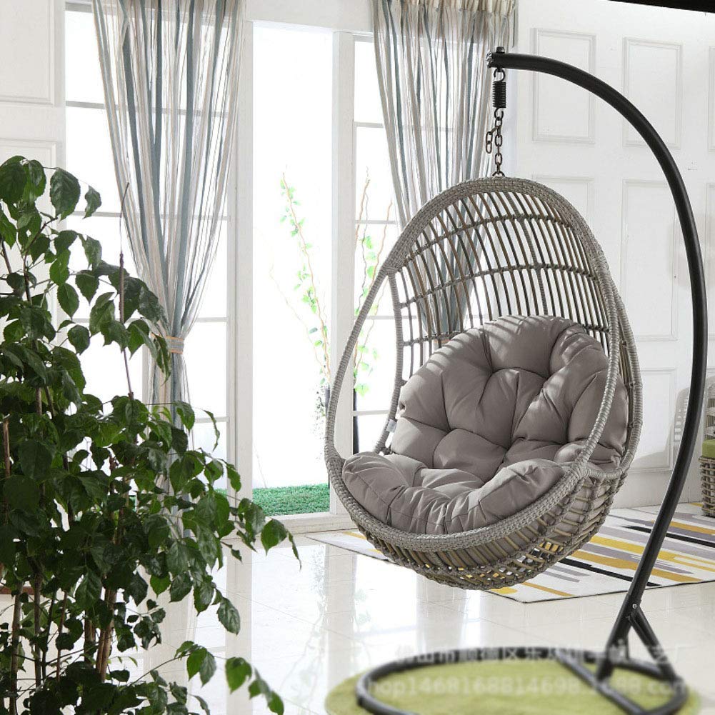 WEIGE Coussin de Chaise Oeuf Suspendu épaissir sans Support Coussin de siège de balançoire nid de Chaise Suspendue Dossier avec Oreiller Gris Clair 90x120x15cm (35x47x6inch)