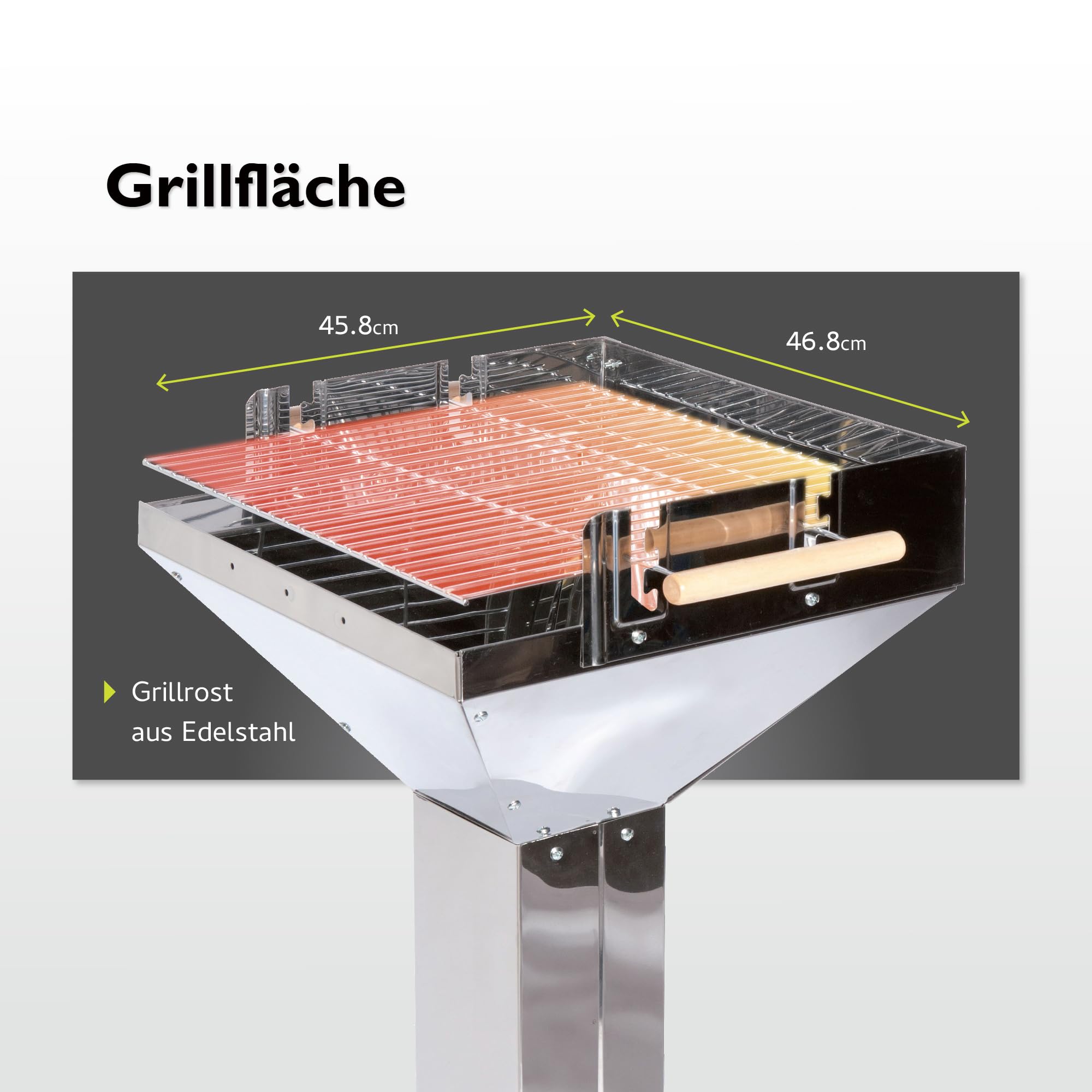 tepro Grill na węgiel drzewny Vista (grill kolumnowy), stal nierdzewna, system wentylacji, wygodna wysokość robocza (ok. 86-90 cm), wymiary ok. 63 x 48 x 91 cm