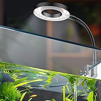 Pawfly 6W Clip-On LED Aquarium Light for 1-5 Gallon Tanks - Full Spectrum Dimmable USB Light with Timer & Gooseneck