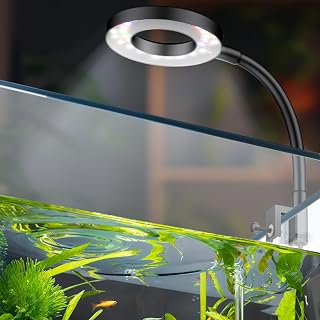 Pawfly 6W Clip-On LED Aquarium Light for 1-5 Gallon Tanks - Full Spectrum Dimmable USB Light with Timer & Gooseneck