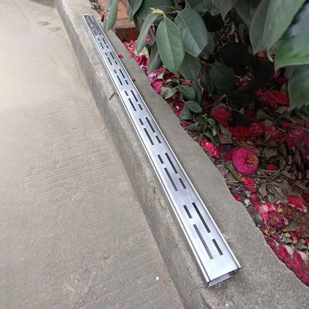 GLDYTVF 304 Stainless Steel Trench Drain Kit - Outdoor Narrow Channel Drain for Driveway, Yard, Garden, Deck - Durable Water Diverter Gutter Covers (5x5cm/2x2in)