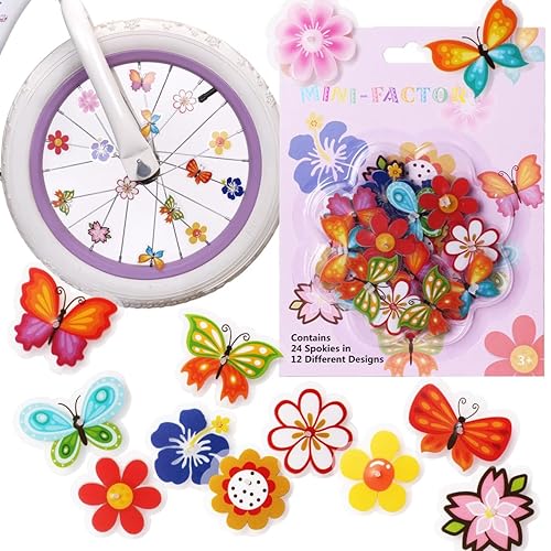 Bike Wheel Spoke Decorations – 24 Clip-On Flower & Butterfly