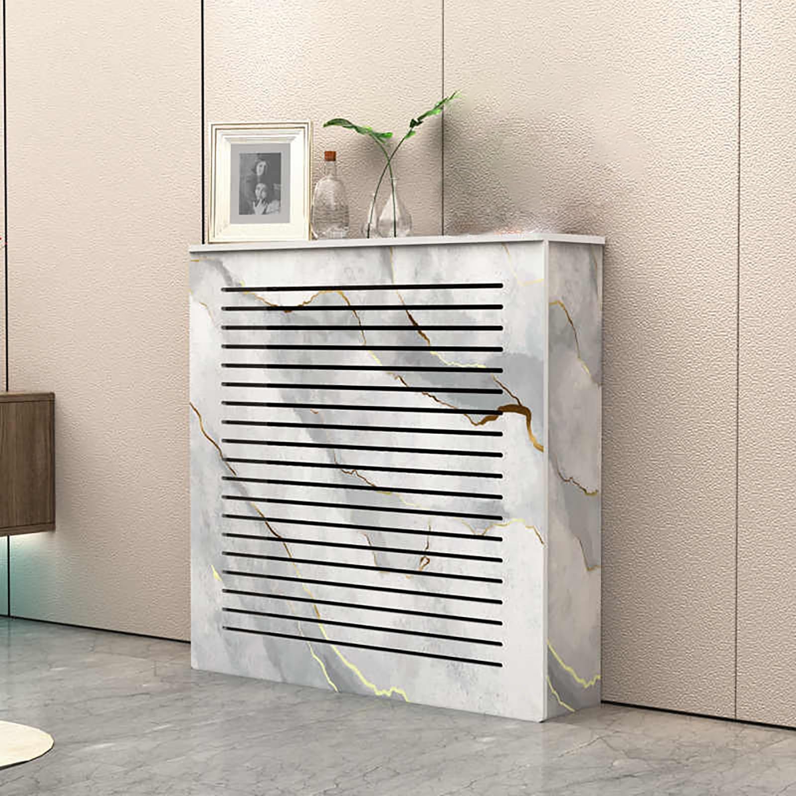 Étagère de chauffage cache-radiateur en MDF : finie la tuyauterie apparente