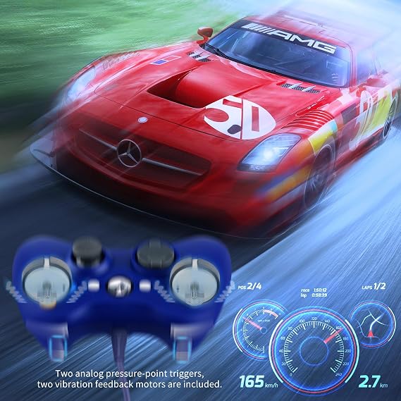 OSTENT Wired USB Controller Gamepad Joystick for Microsoft Xbox 360 Console Windows PC Laptop Computer Video Game Color Blue