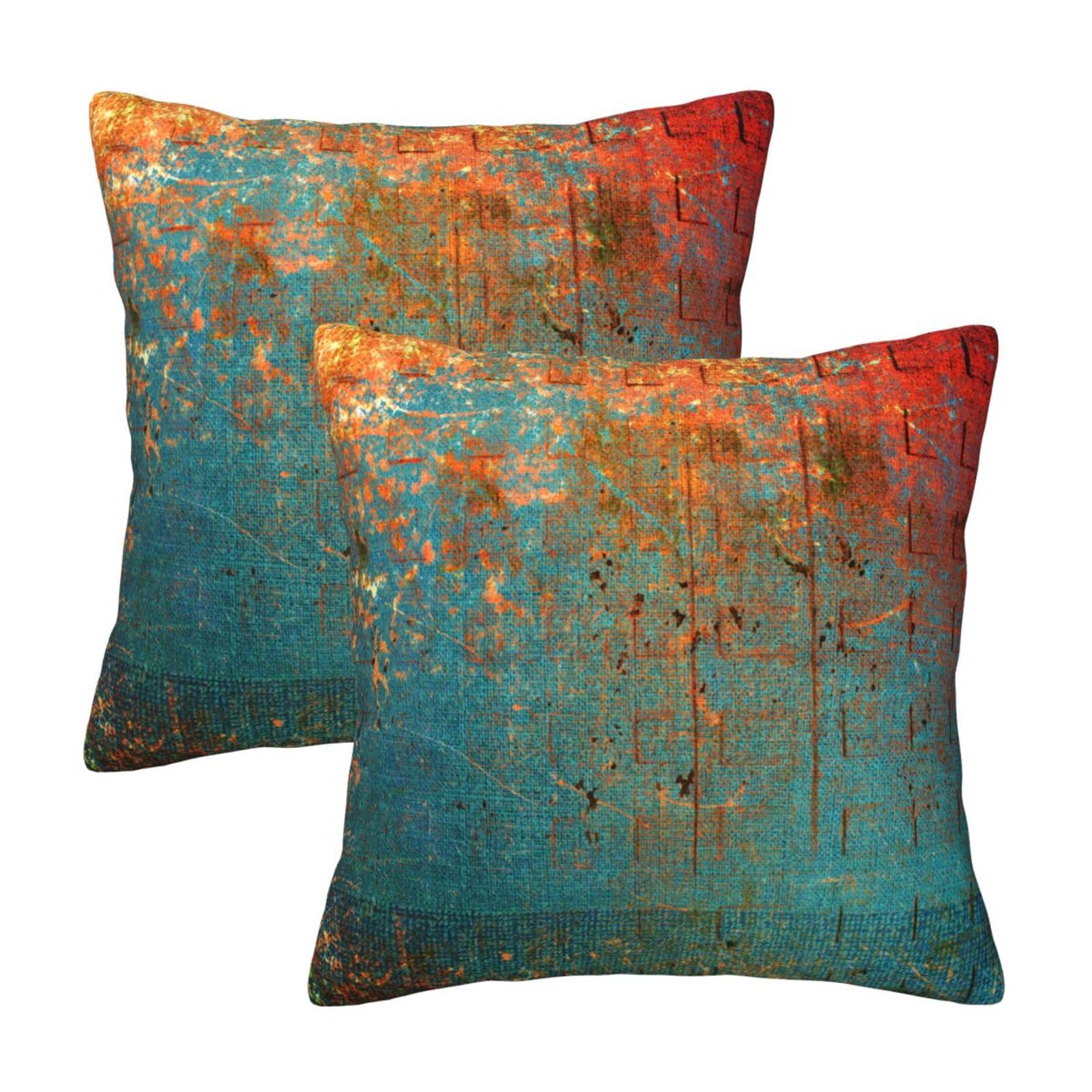 QUALKNOY Set of Velvet Teal Cushion Covers 45 x 45 cm Modern Art Abstract  Throw Pillow Case 18
