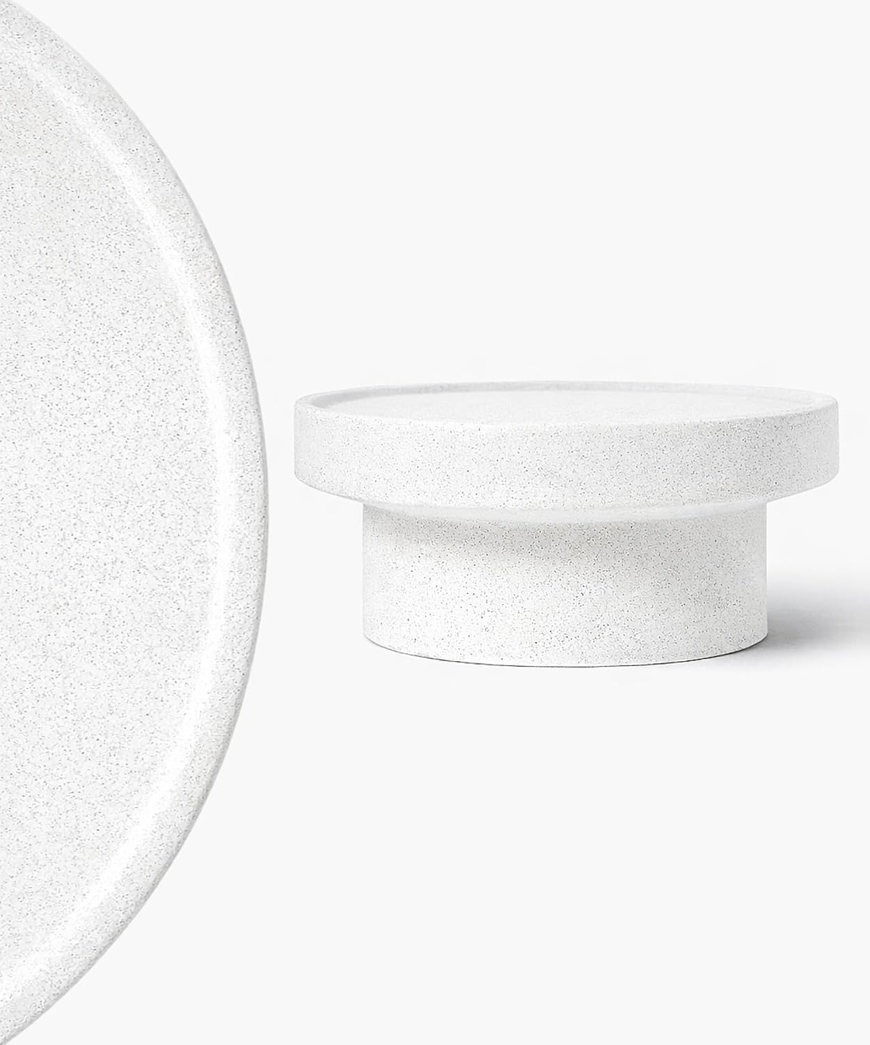 no.101 GFRC Concrete Coffee Table 39.3” - Handcrafted Round Modern Architectural Table, Weather Resistant, Indoor & Outdoor, 108 lbs Solid Cement Construction for Patio or Living Room