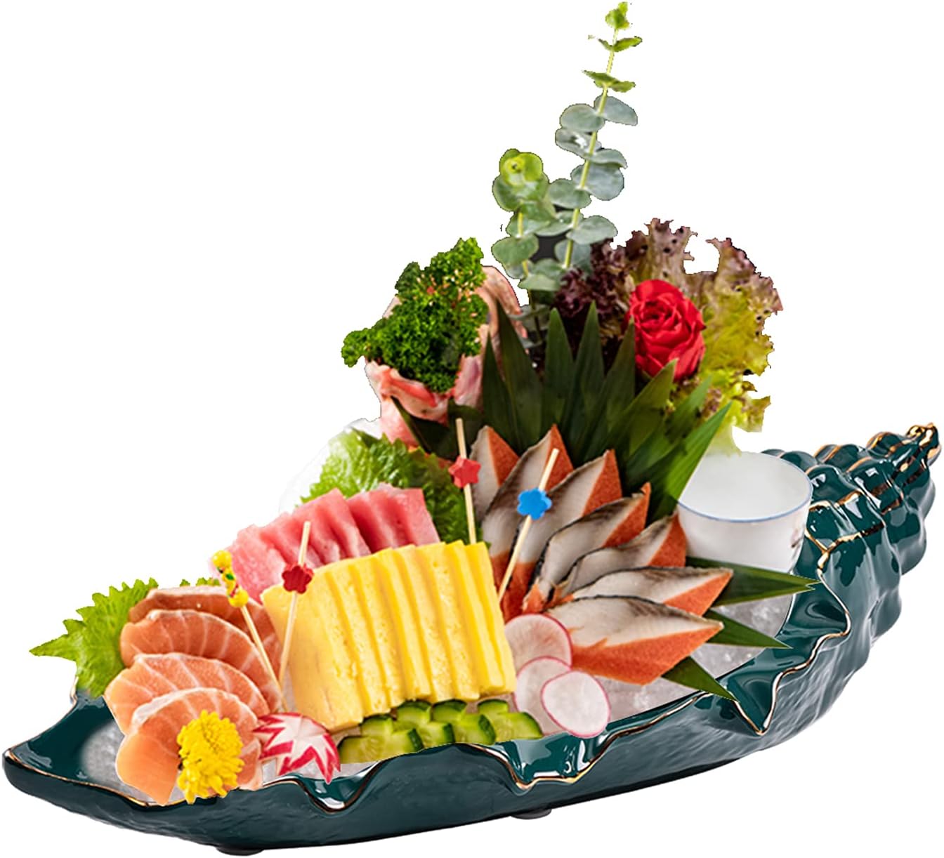 AIZYR Conch Shape Sashimi Sushi Plate - Salad Serving Tray Fruit Plate Housewarming Gift for Restaurant Hotel Home Dining Decorative,Blue