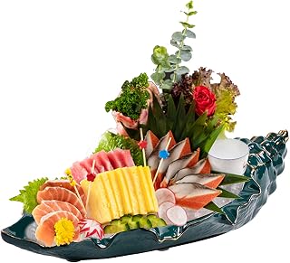 AIZYR Conch Shape Sashimi Sushi Plate - Salad Serving Tray Fruit Plate Housewarming Gift for Restaurant Hotel Home Dining Decorative,Blue