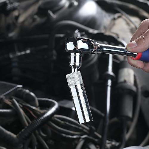 Miniatura 7 de WORKPRO Enchufe magnético para bujías de 58 pulgadas con diseño magnético, enchufe giratorio de pared delgada para bujías, unidad de 38 pulgadas x 4